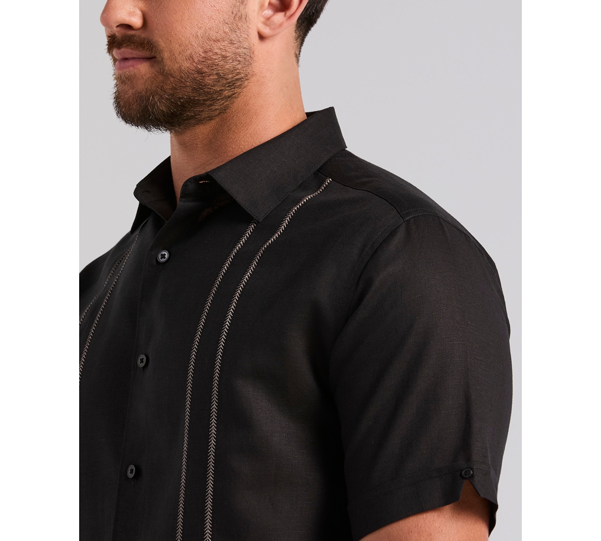 Cubavera Men's Short Sleeve Panel Button-Front Linen Camp Shirt