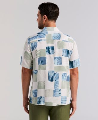 Men's Water Color Tropical Geometric Short-Sleeve Shirt