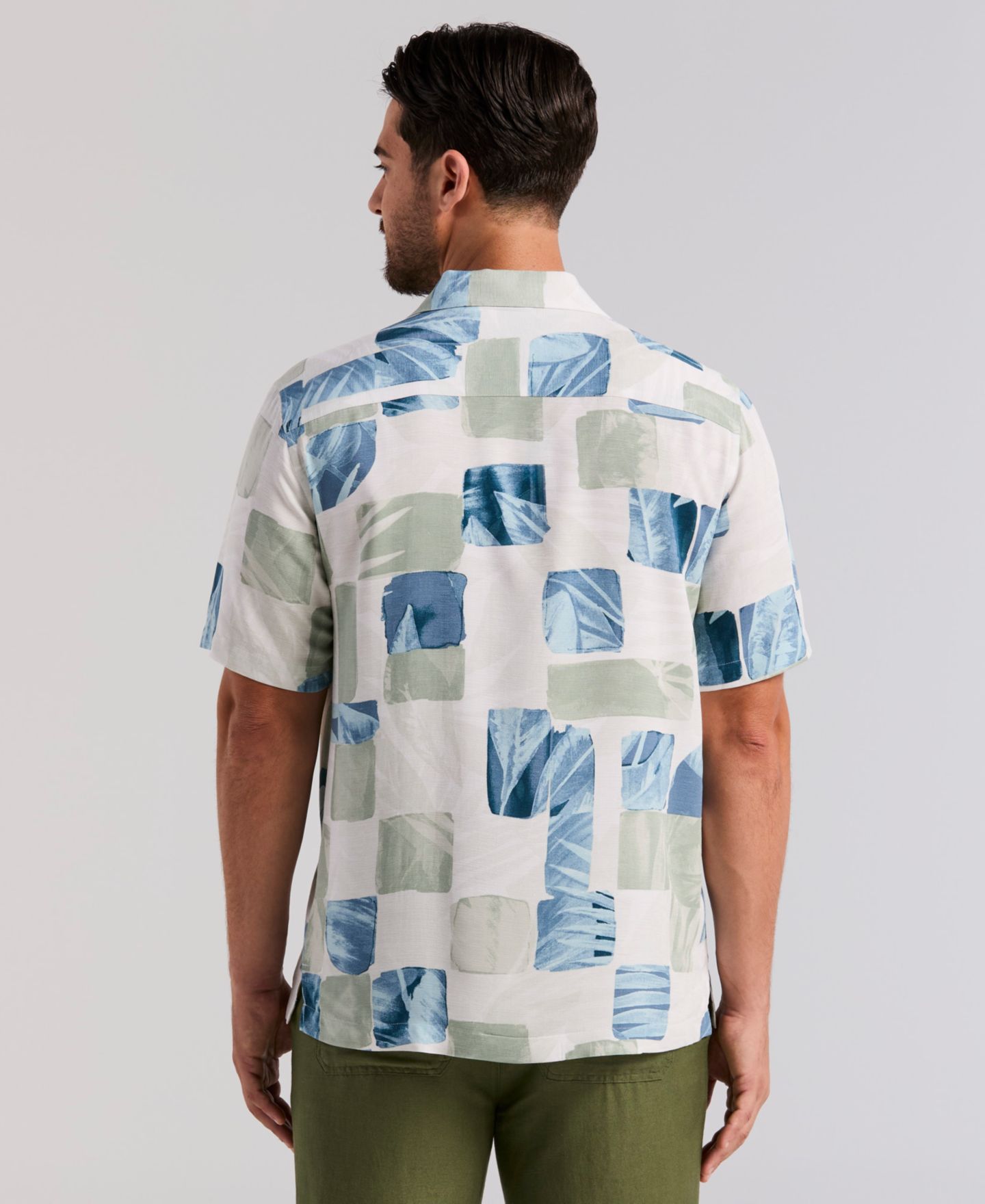Мужская рубашка Cubavera Water Color Tropical Geometric Short-Sleeve, цвет: Синий — фото 5