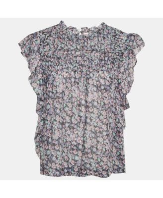 Women's Etoile Blue Floral Print Cotton Layona Blouse