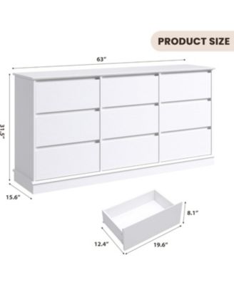 9-Drawer Dresser for Bedroom, Large Double Chest of Drawers with Deep Storage & Wide Top