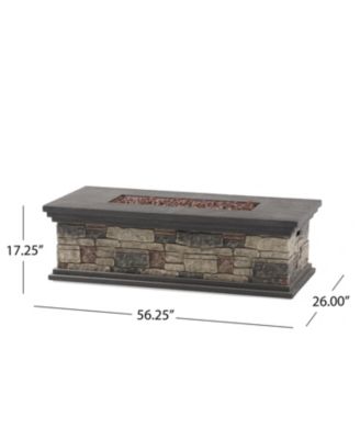 Rectangle MGO Fire Pit 50000 BTU 56.25W x26D x17.25H Lightweight Concrete Faux Stone Propane Only