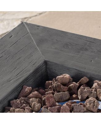 32 Inch Square MGO Fire Pit Grey Wood Pattern 40000 BTU Outdoor Propane Fire Table