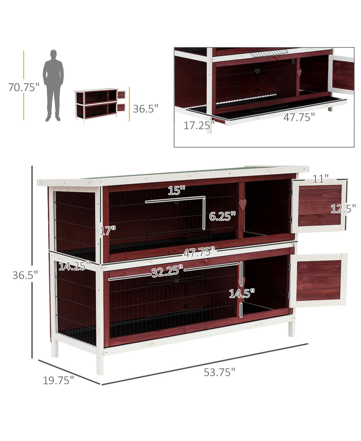 Aostirmotor Elevated Outdoor Cat Hutch - Raised, Dry & Secure Wooden Shelter