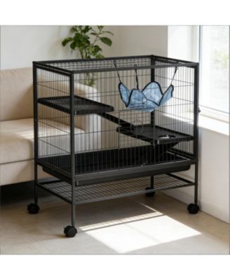 Mobile Cat Hutch - Secure Outdoor Wooden House on Wheels