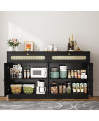 Buffet Cabinet with Storage, 4-Door 2-Drawer Sideboard, Dining Room Sideboard Buffet