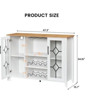Wine Bar Cabinet with LED Lights, Coffee Bar Storage, Buffet Sideboard for Dining Room & Kitchen