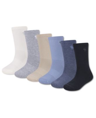 Boys' and Girls' Neutral Core Crew Socks, 6-Pack