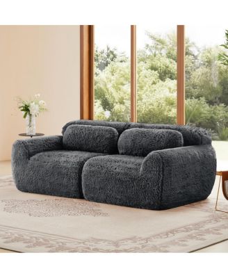2-Seater Modular Sectional Sofa, Plush Fabric, High-Density Sponge, No Assembly