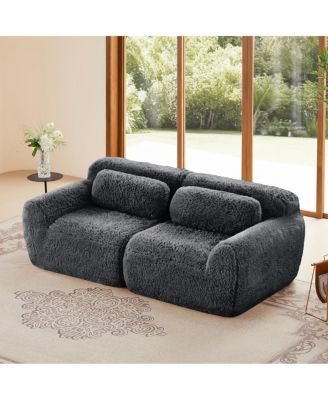2-Seater Modular Sectional Sofa, Plush Fabric, High-Density Sponge, No Assembly
