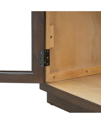 Espresso 4-Door Large Storage Sideboard Buffet Cabinet with Glass Doors