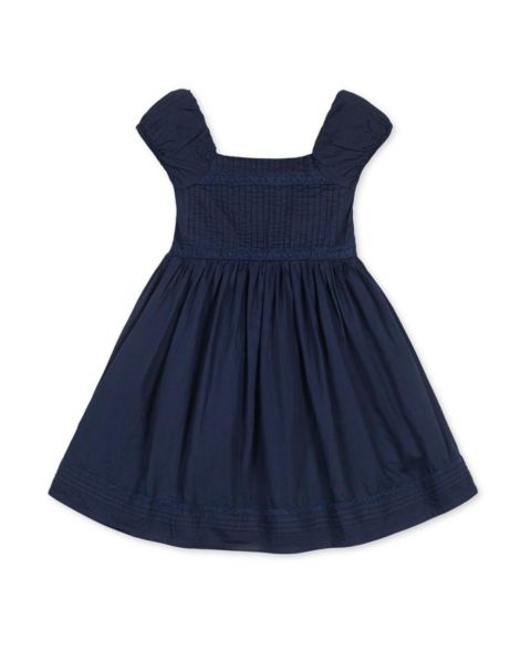 Платье Hope & Henry Organic Puff Sleeve Pintuck Sateen Party Dress для девочек, цвет: Тёмно-синий