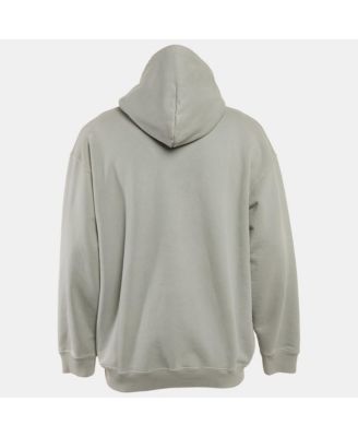 Men's Grey Logo Embroidered Cotton Hoodie