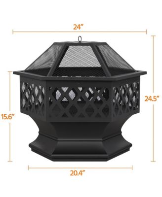 24in Heavy Duty Fire Pit for Outdoor Patio Backyard