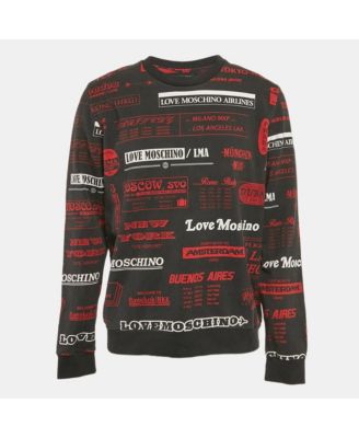 Men's Black Printed Cotton Knit Sweatshirt