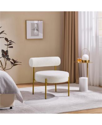 1 Pc Boucle Fabric & Gold Metal  Accent Feature Side Chair