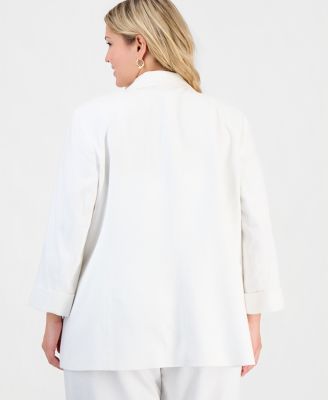 Plus Size Roll-Tab Open-Front Blazer