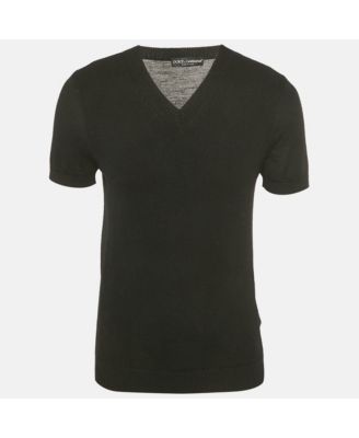 Men's Black Rib Knit V-Neck Pullover