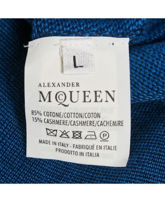 Men's Blue 3D Skull Embossed Cotton Knit Sweater