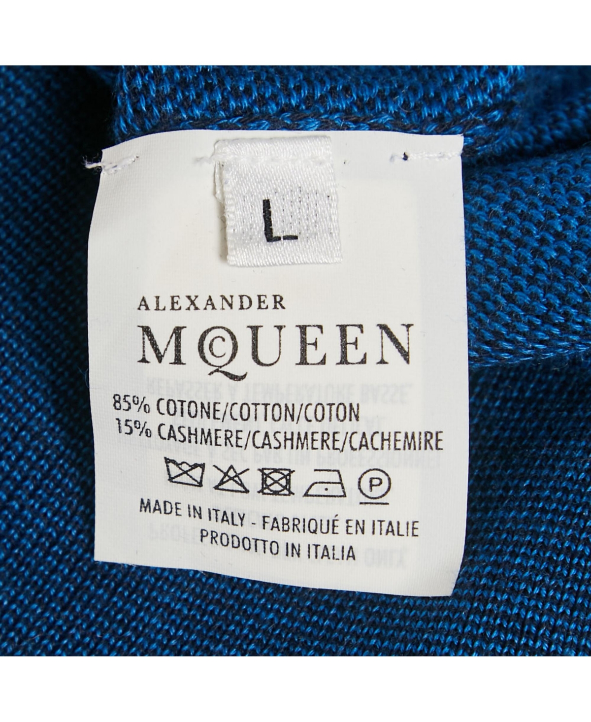 Pre-Owned Alexander Mcqueen Men's Blue 3D Skull Embossed Cotton Knit Sweater