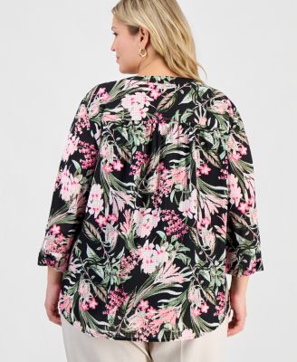 Plus Size Mixed-Print Tunic