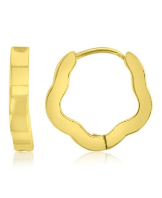 Waterproof Platinum 16mm Flower Huggie Earrings