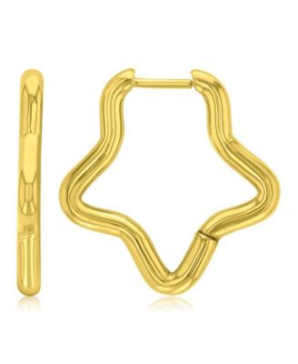 Waterproof Yellow 23mm Rounded Star Hoop Earrings