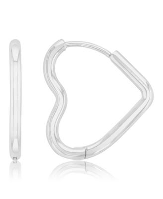 Waterproof Platinum 18mm Tube Heart Huggie Earrings