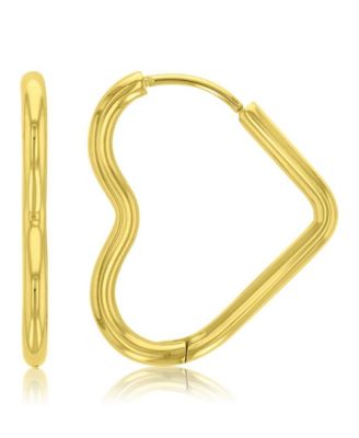 Roxy Waterproof Platinum 18mm Tube Heart Huggie Earrings - Yellow