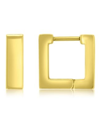 Waterproof Platinum 13mm Square Huggie Earrings