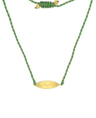 Roxy Waterproof Yellow Surfboard Beads Adjustable Necklace - Gold Green 60$