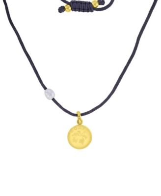 Roxy Waterproof Yellow Hibiscus Pearl Adjustable Necklace - Gold Black 60$