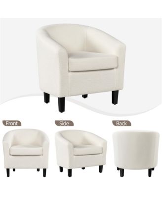 Contemporary Boucle Club Chair and Ottoman Set