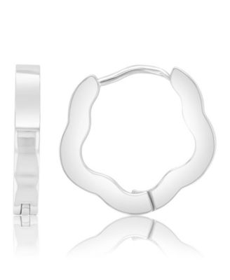 Waterproof Platinum 16mm Flower Huggie Earrings