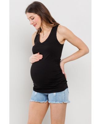 Maternity Side Ruched Ribbed Tank Top