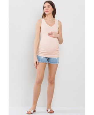 Maternity Side Ruched Ribbed Tank Top