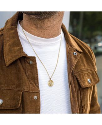 Men's Compass Pendant Necklace – Gold 22" Chain