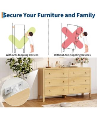 7 Drawer Dresser for Bedroom, Wooden Chest of Dressers for Deep Drawers, Modern Dressers Organizer with Round Handle, TV Stand for Living Room