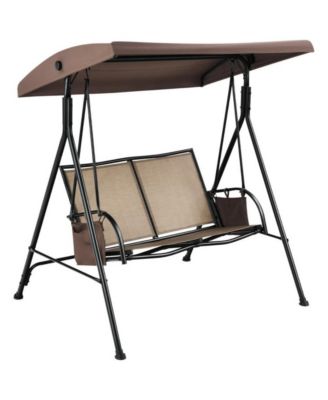 LUCKY ONE 2-Person Patio Swing with Adjustable Canopy and 2 Storage Pocket