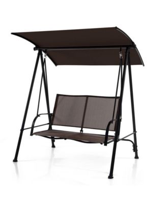 LUCKY ONE 2-Seat Outdoor Canopy Swing with Comfortable Fabric Seat and Heavy-duty Metal Frame