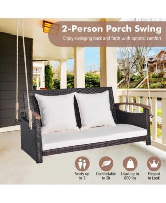 LUCKY ONE 2-Person Patio Rattan Porch Swing Hammock
