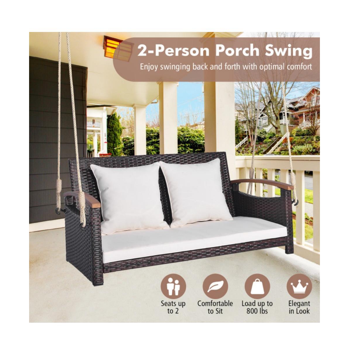 2-Person Patio Rattan Porch Swing Hammock