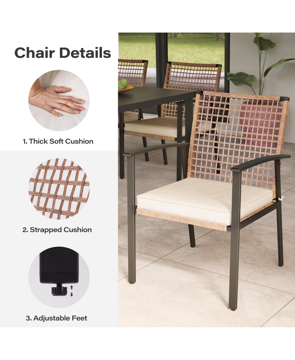 Decksplore 7 Pieces Patio Dining Set Outdoor Furniture Set with Soft Cushion Conversation Set