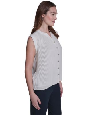 Women's V-Neck Pleated Blouse