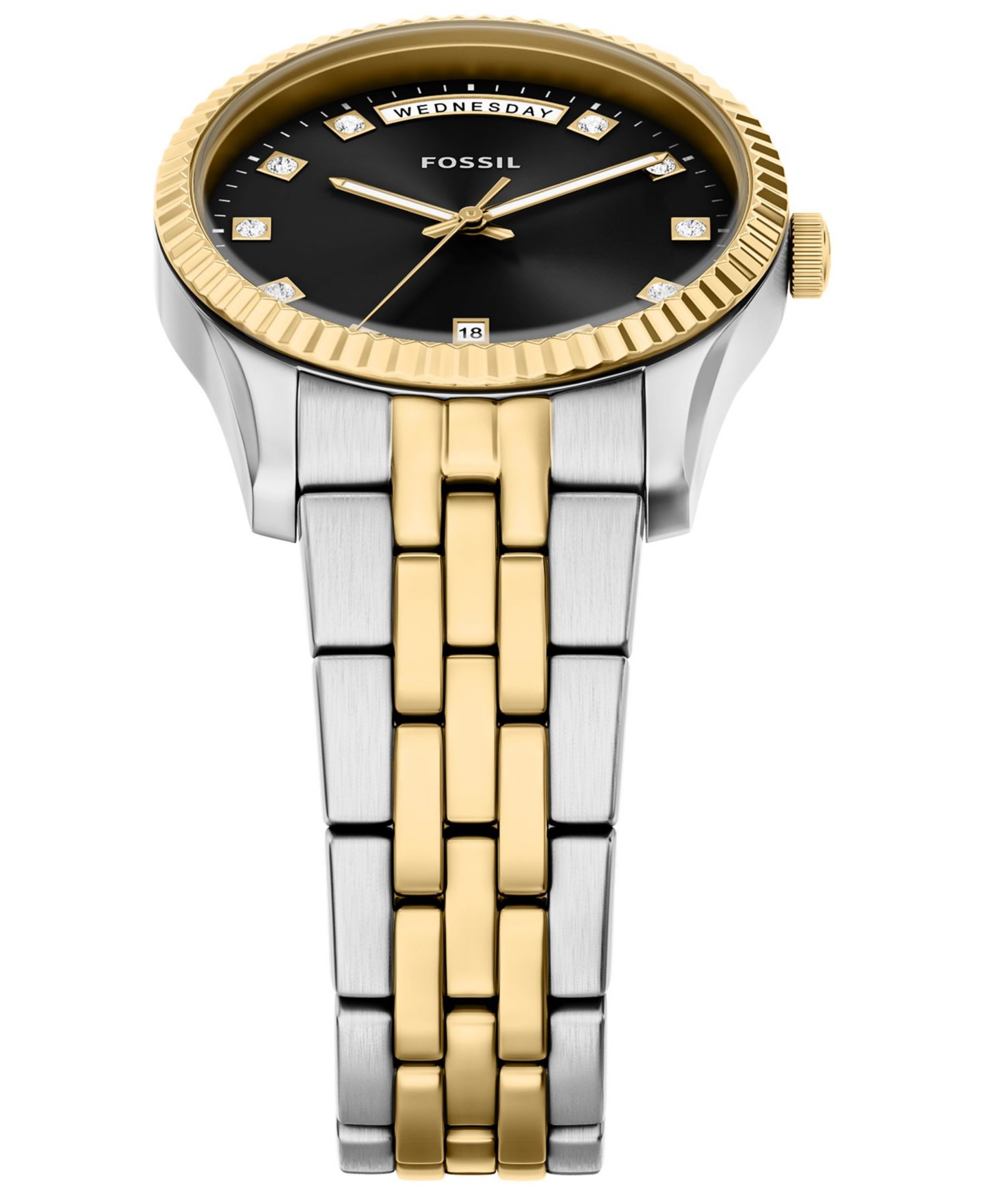 Женские часы Fossil Scarlette Three-Hand Day-Date Two-Tone Stainless Steel Watch, 34mm — фото 5