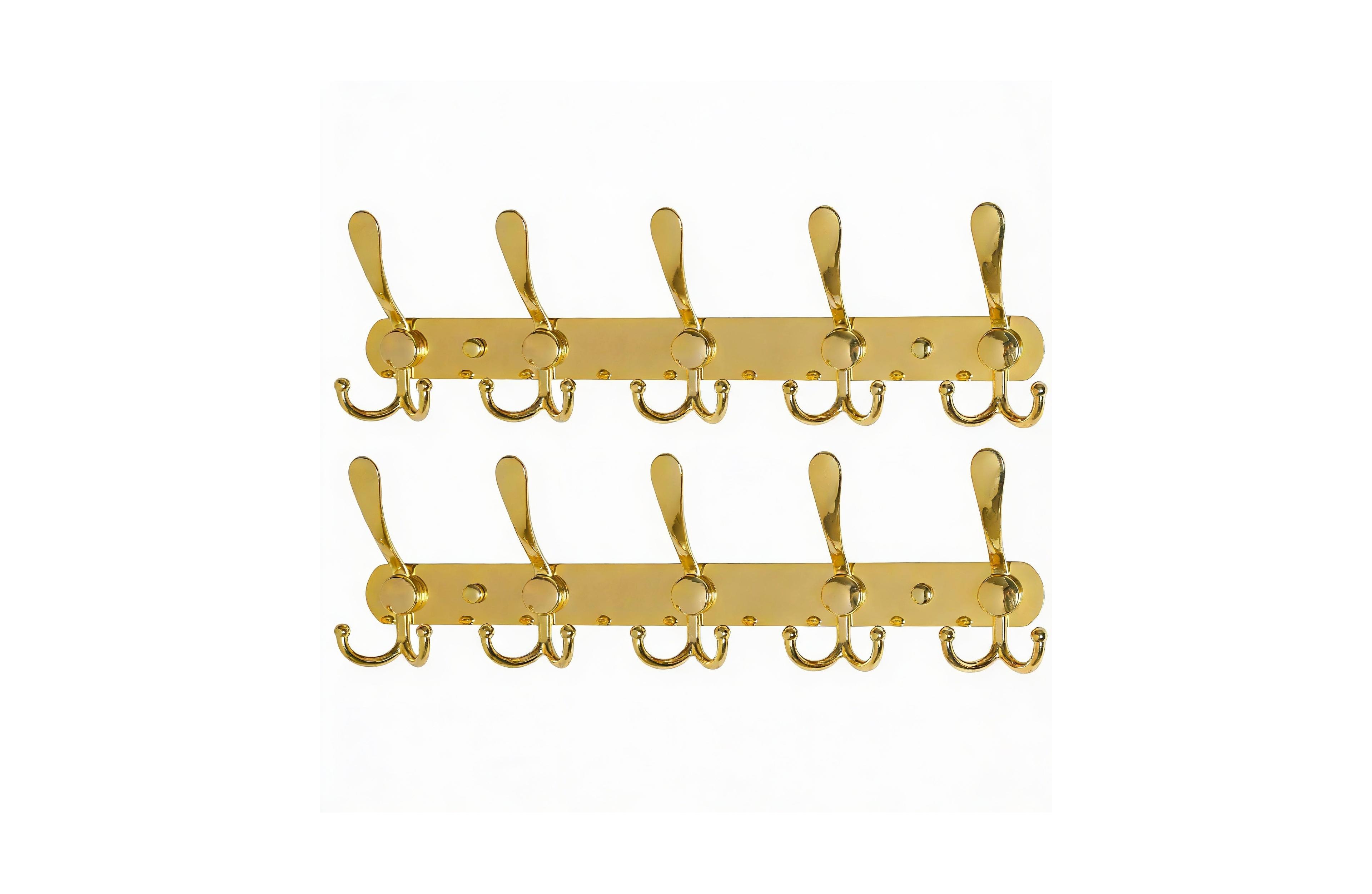 Yigii Heavy Duty 5-Tri Hook Wall Rack, Gold, Stainless Steel Rails, Easy Install