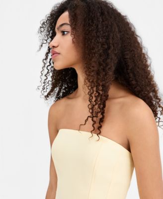 Women's Mixed-Media Dropped-Waist Midi Dress