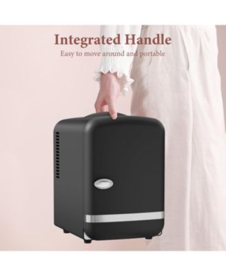 Retro Mini Fridge, Compact Refrigerator with 4L Capacity/6 Cans Cooler & Warmer, Removable Shelf for Skincare, Beverages, Cosmetics