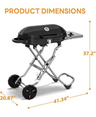 Portable Propane Gas Grill, 15,000 BTU Foldable Outdoor Grill with 348 Sq. In.