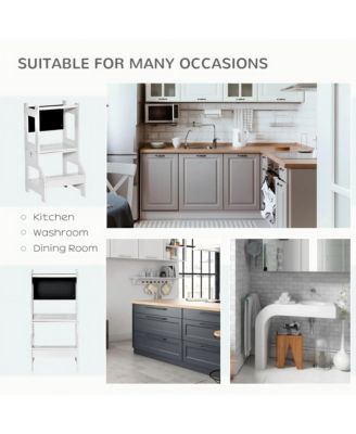 Kids Kitchen Helper Stool with Chalkboard Convertible Table Design